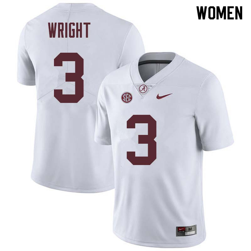 Alabama Crimson Tide Women's Daniel Wright #3 White NCAA Nike Authentic Stitched College Football Jersey CJ16L61SF